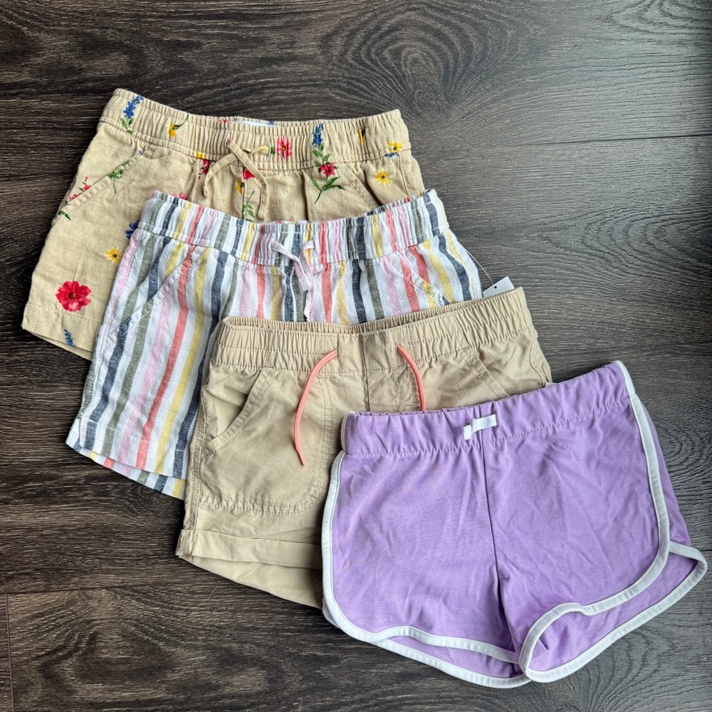 NWT Old Navy Kids' Shorts Set - Purple, Tan, Striped & Floral (Set of 4)